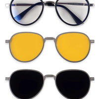 Caelium Silver & Black Large Full Rim Aviator Clip-on for Men & Women — Hashtag Eyewears