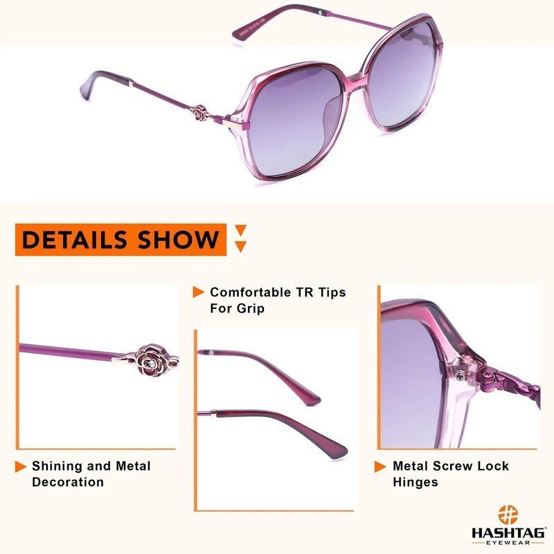 Calyra Gradient Purple Large Full Rim Square Sunglasses for Women — Hashtag Eyewears