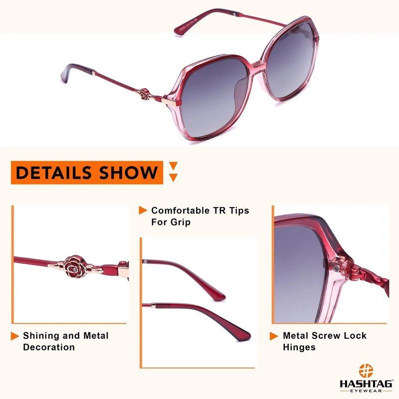 Calyra Gradient Red Large Full Rim Square Sunglasses for Women — Hashtag Eyewears