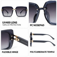 Valoria | Blue Large Full Rim Square Sunglasses for Women [UV-protected]