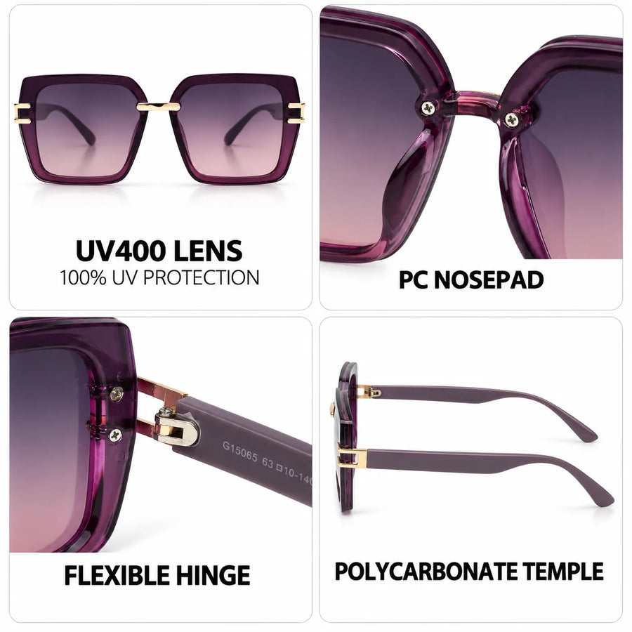 Valoria | Purple Large Full Rim Square Sunglasses for Women [UV-protected]