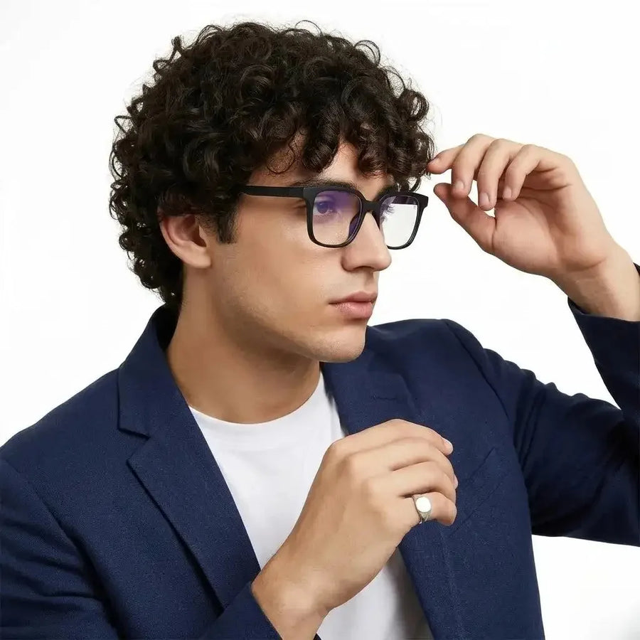 Celestia | Black Medium Full Rim Wayfarer Computer Glasses for Men & Women [Blue Block]