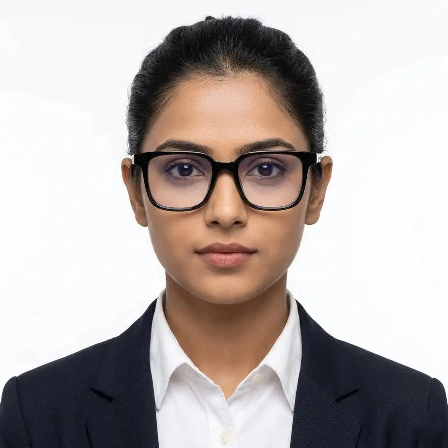 Celestia | Black Medium Full Rim Wayfarer Computer Glasses for Men & Women [Blue Block]