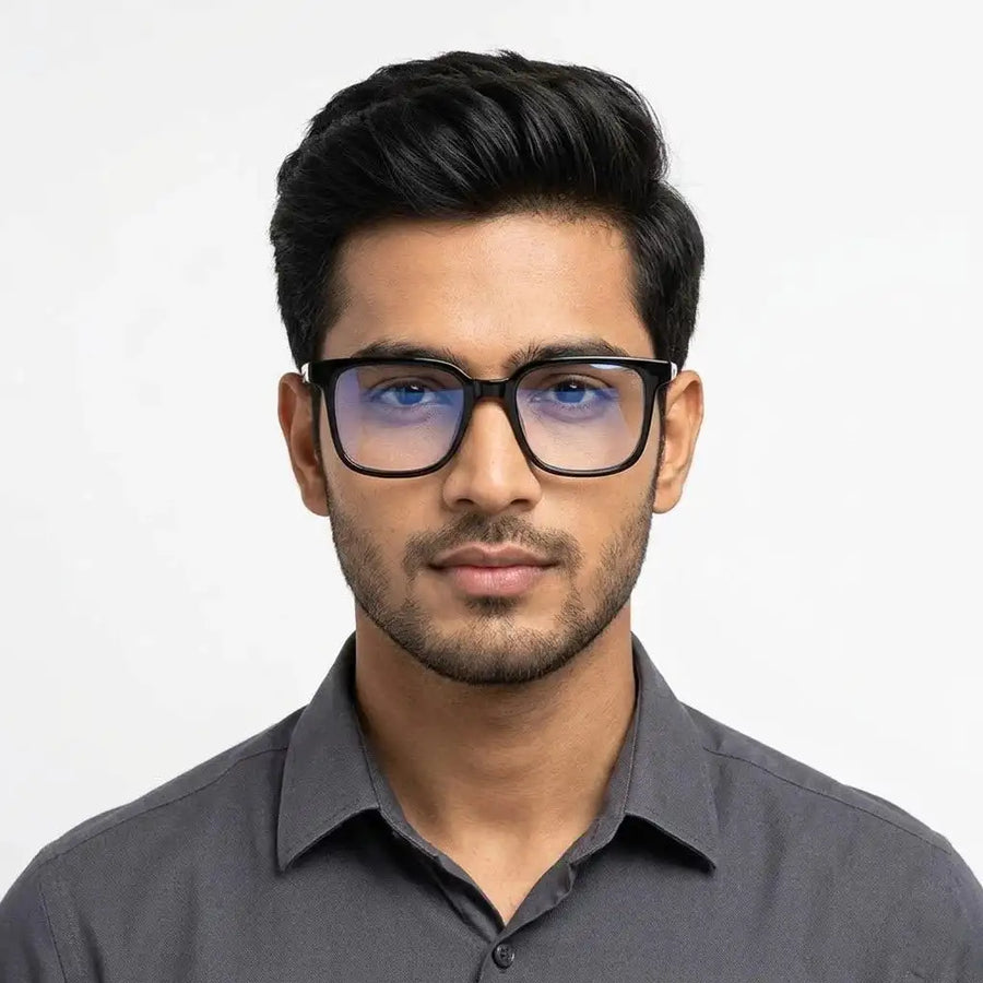 Celestia | Black Medium Full Rim Wayfarer Computer Glasses for Men & Women [Blue Block]