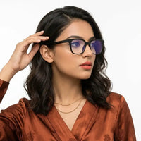 Celestia | Black Medium Full Rim Wayfarer Computer Glasses for Men & Women [Blue Block]