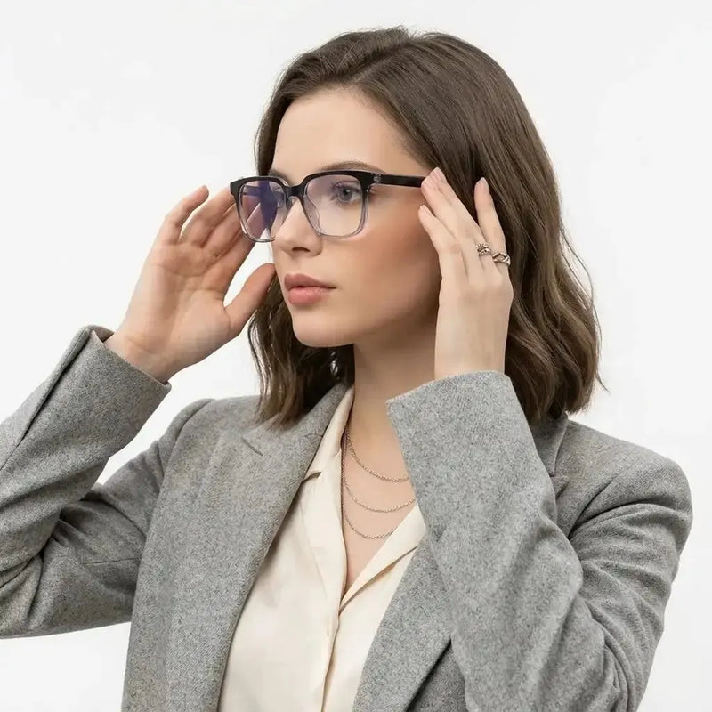 Celestia | Gradient Black Medium Full Rim Wayfarer Computer Glasses for Men & Women [Blue Block]