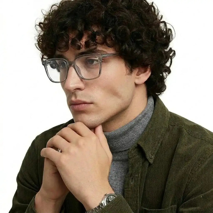 Celestia | Smoke Medium Full Rim Wayfarer Computer Glasses for Men & Women [Blue Block]