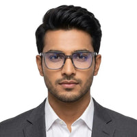 Celestia | Smoke Medium Full Rim Wayfarer Computer Glasses for Men & Women [Blue Block]