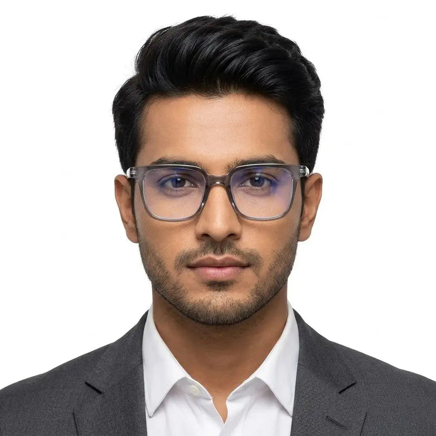 Celestia | Smoke Medium Full Rim Wayfarer Computer Glasses for Men & Women [Blue Block]