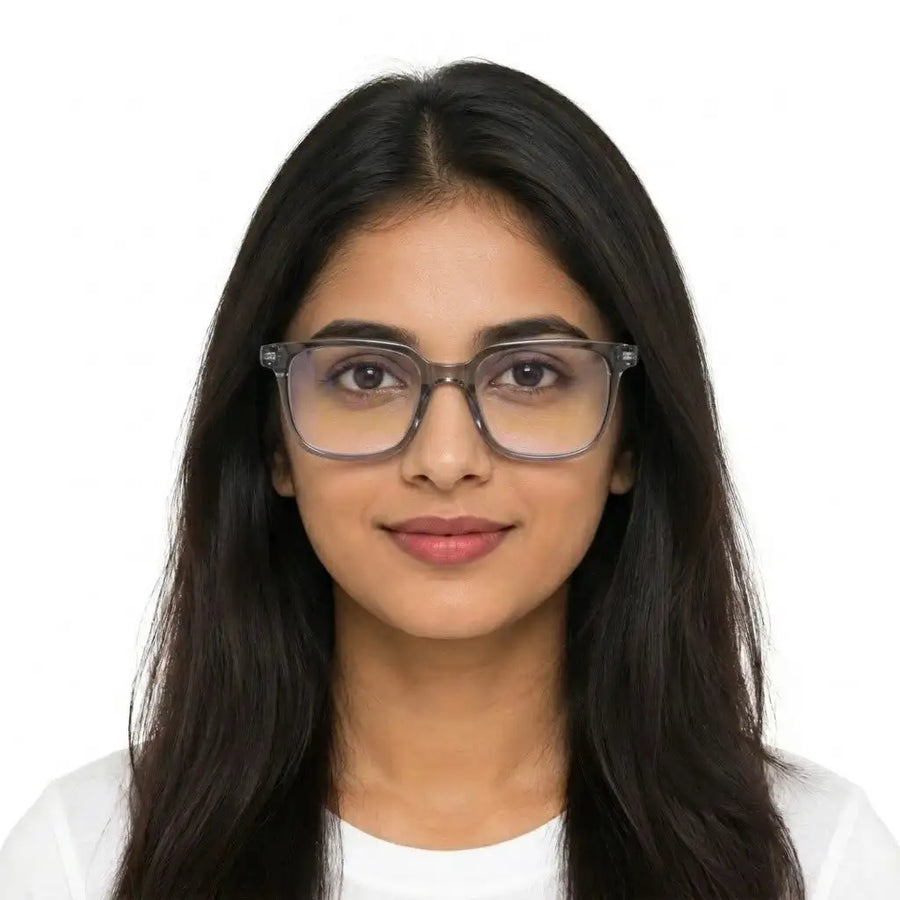 Celestia | Smoke Medium Full Rim Wayfarer Computer Glasses for Men & Women [Blue Block]