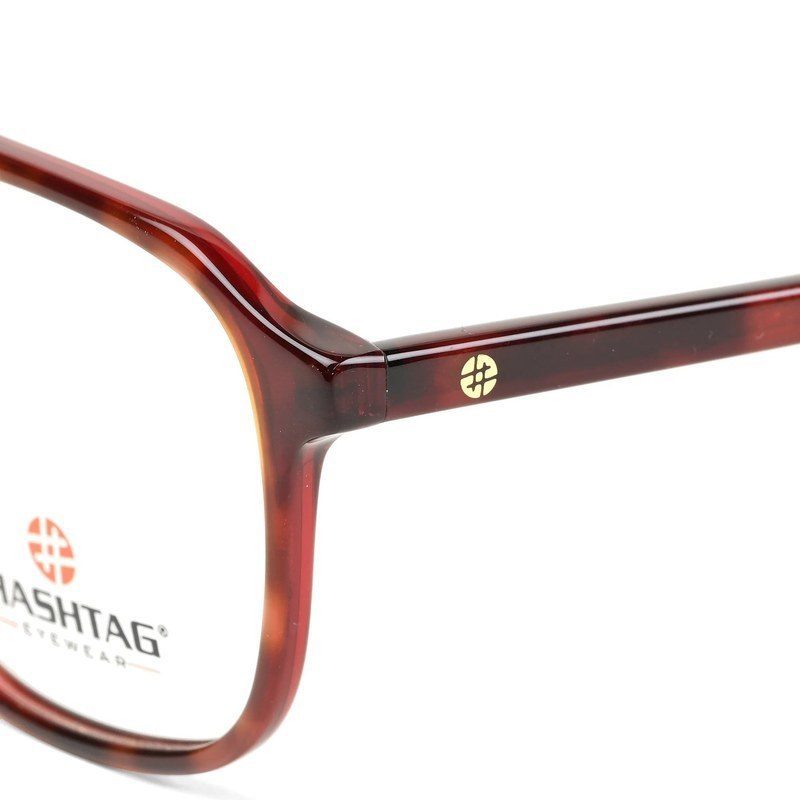 Cellulose Dark Reddish Brown Medium Full Rim Square with Spring Hinges Eyeglasses for Men — Hashtag Eyewears