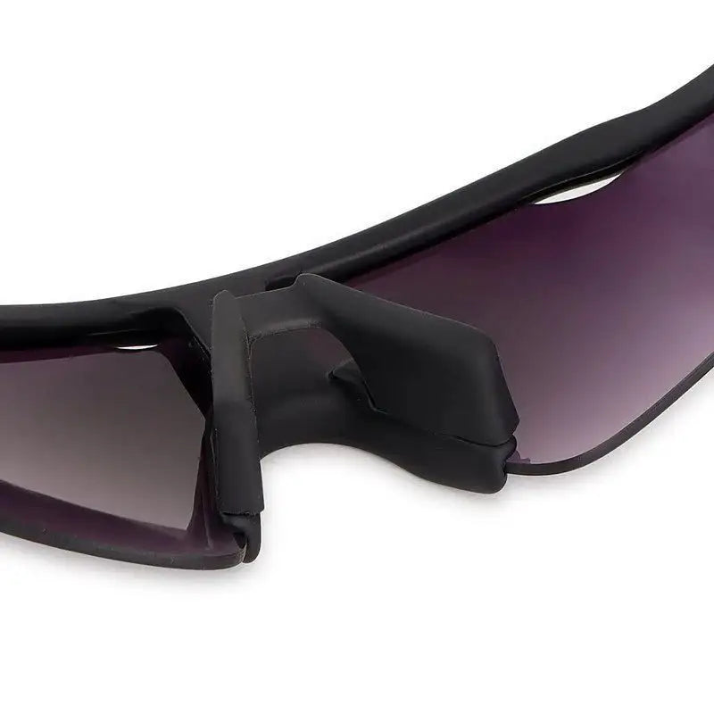 Chronos | Black Medium Half Rim Shield Sports Sunglasses for Men & Women [UV-protected]