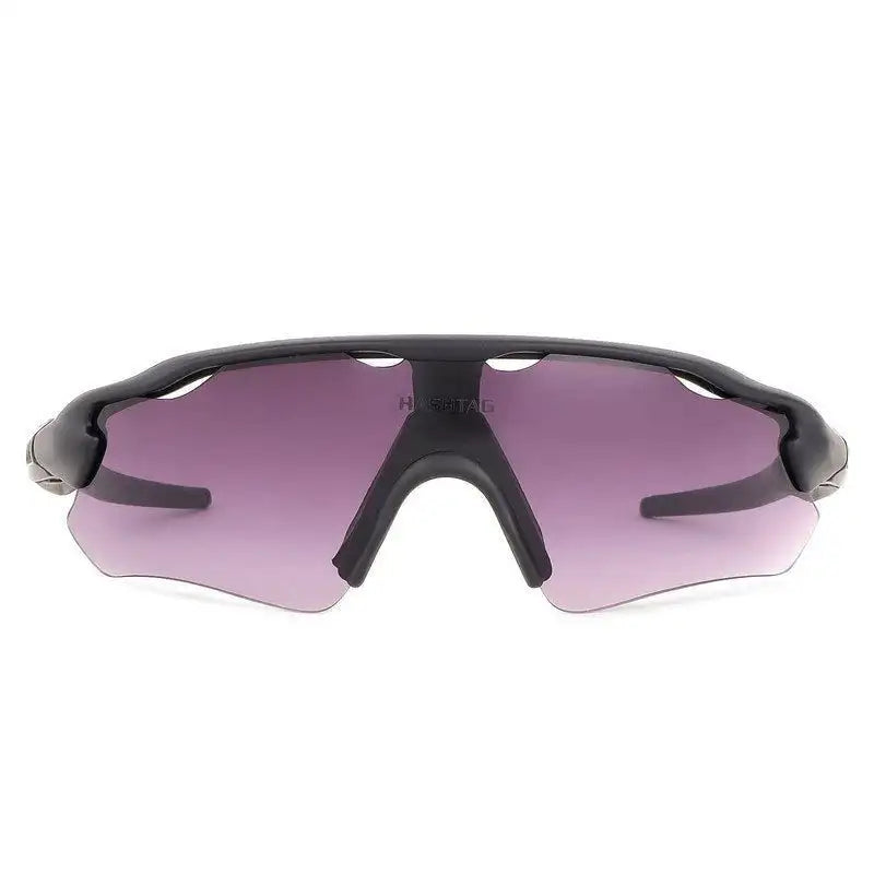 Chronos | Black Medium Half Rim Shield Sports Sunglasses for Men & Women [UV-protected]