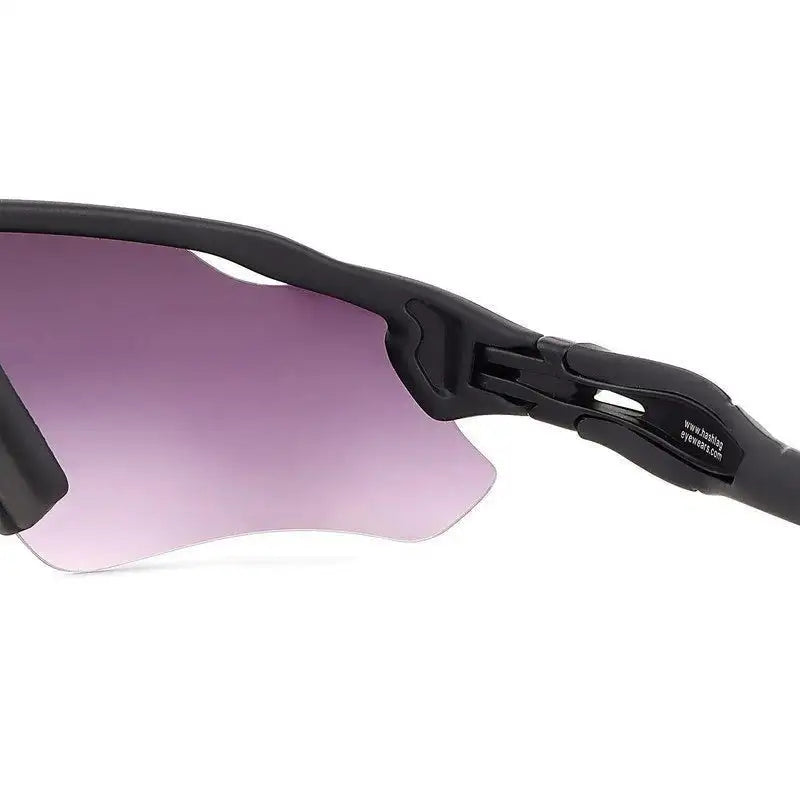 Chronos | Black Medium Half Rim Shield Sports Sunglasses for Men & Women [UV-protected]