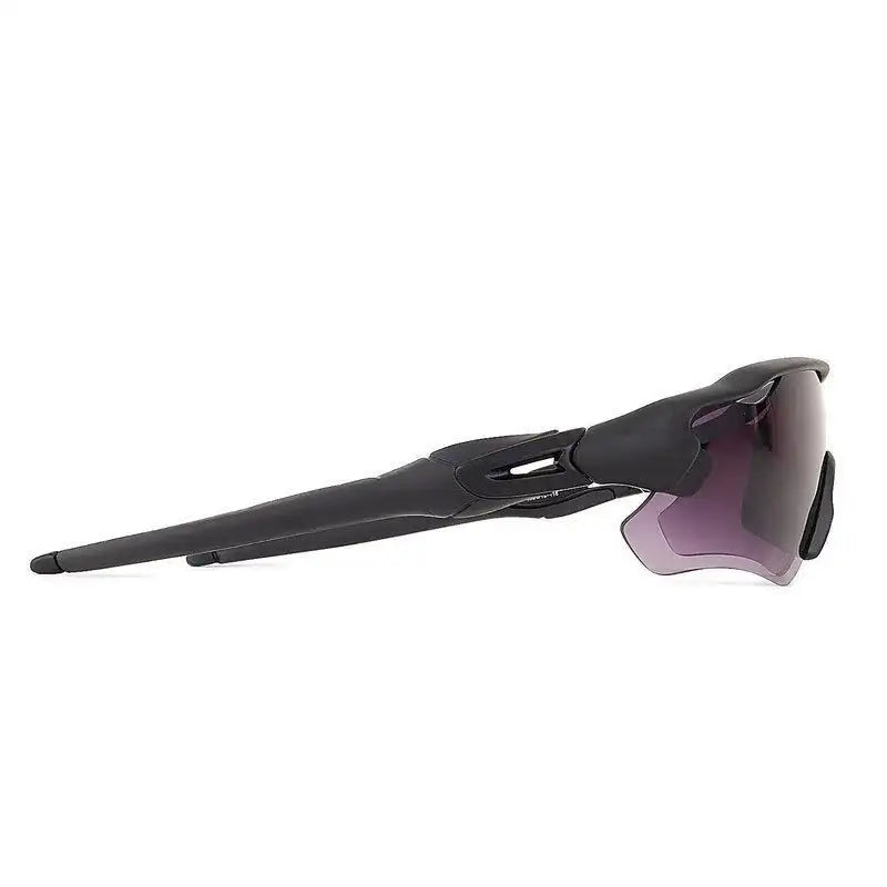 Chronos | Black Medium Half Rim Shield Sports Sunglasses for Men & Women [UV-protected]
