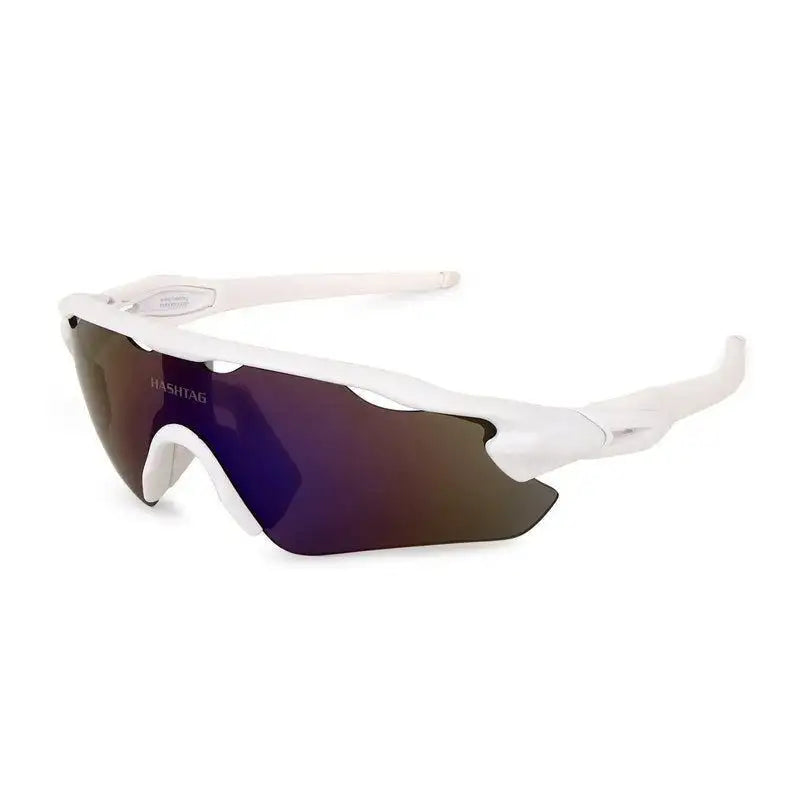 Chronos | White Medium Half Rim Shield Sports Sunglasses for Men & Women [UV-protected]