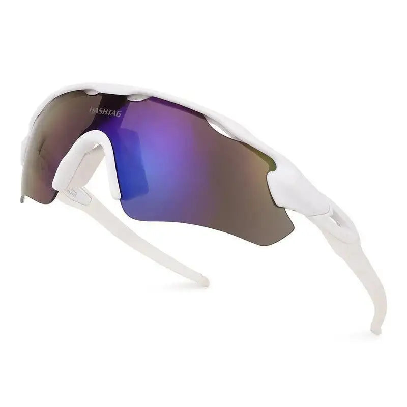 Chronos | White Medium Half Rim Shield Sports Sunglasses for Men & Women [UV-protected]