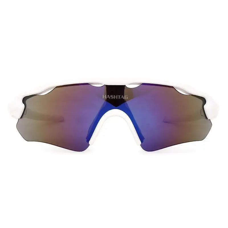 Chronos | White Medium Half Rim Shield Sports Sunglasses for Men & Women [UV-protected]