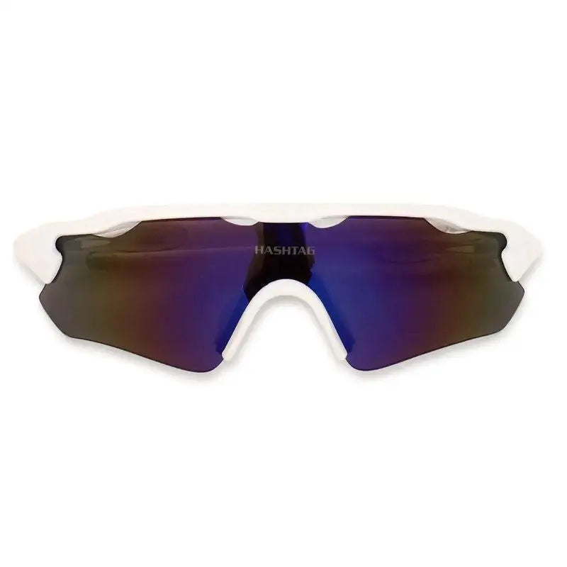 Chronos | White Medium Half Rim Shield Sports Sunglasses for Men & Women [UV-protected]