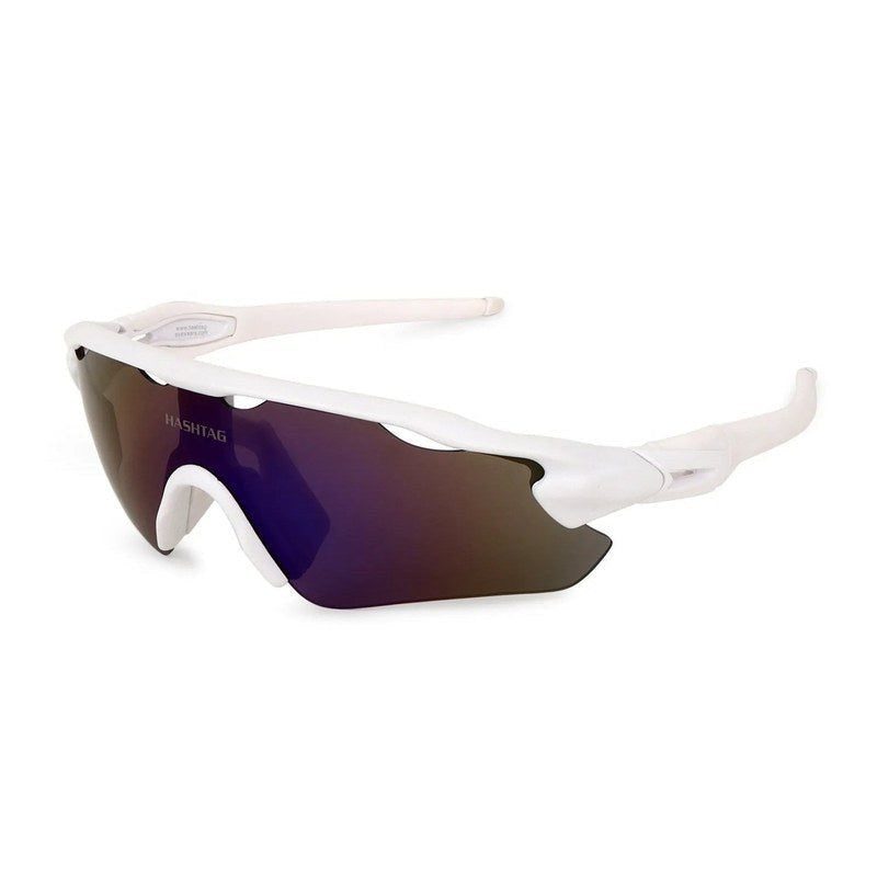 Chronos White Medium Half Rim Shield Sports Sunglasses for Men & Women — Hashtag Eyewears