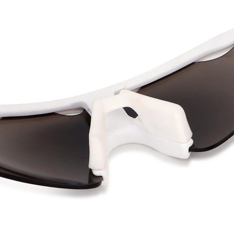 Chronos White Medium Half Rim Shield Sports Sunglasses for Men & Women — Hashtag Eyewears