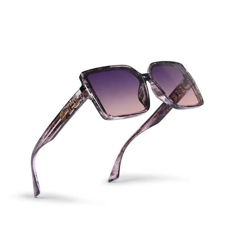 Cipher Pink Black Texture Large Full Rim Rectangle Sunglasses for Women — Hashtag Eyewears