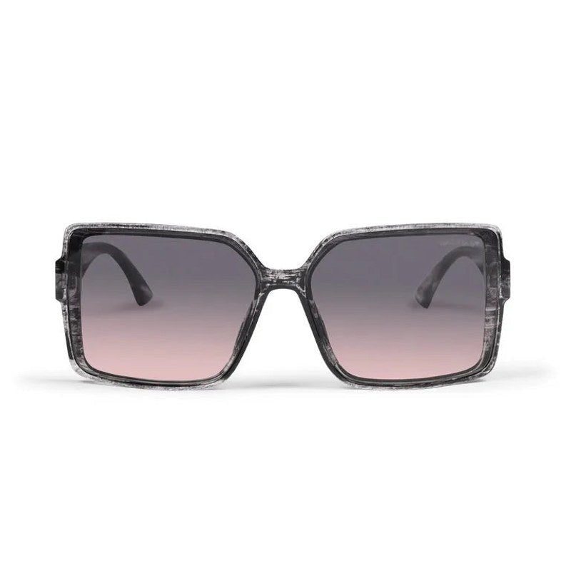 Cipher Pink Black Texture Large Full Rim Rectangle Sunglasses for Women — Hashtag Eyewears