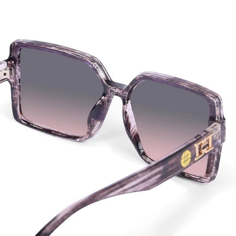Cipher Pink Black Texture Large Full Rim Rectangle Sunglasses for Women — Hashtag Eyewears