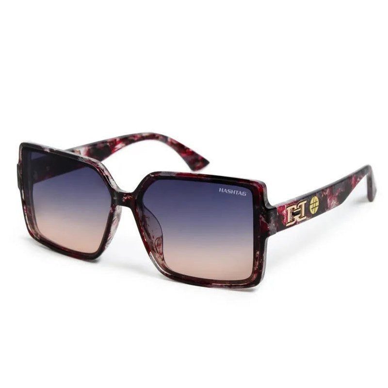 Cipher Purple Black Texture Large Full Rim Rectangle Sunglasses for Women — Hashtag Eyewears