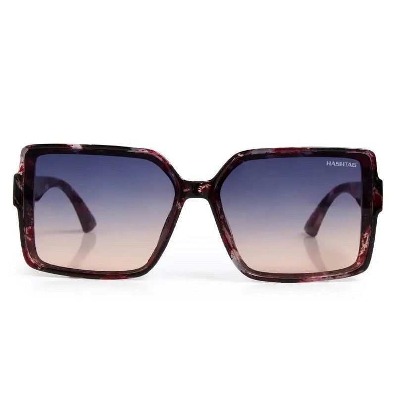 Cipher Purple Black Texture Large Full Rim Rectangle Sunglasses for Women — Hashtag Eyewears