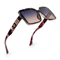 Cipher Purple Black Texture Large Full Rim Rectangle Sunglasses for Women — Hashtag Eyewears