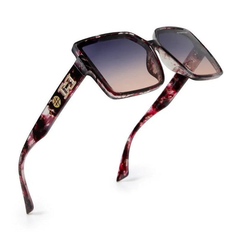 Cipher Purple Black Texture Large Full Rim Rectangle Sunglasses for Women — Hashtag Eyewears