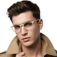 Clario Cream Medium Full Rim RECTANGLE Computer Glasses for Men & Women — Hashtag Eyewears