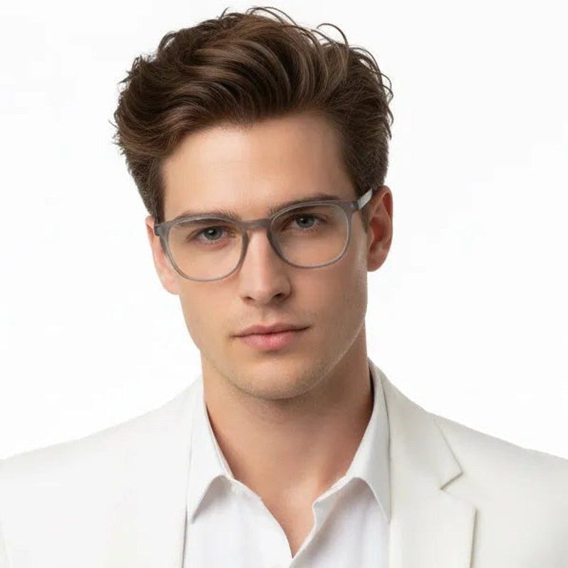 Clario Smoke Medium Full Rim RECTANGLE Computer Glasses for Men & Women — Hashtag Eyewears