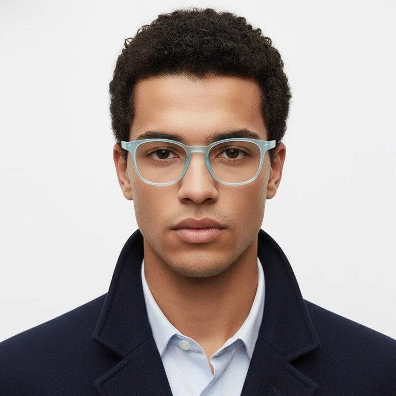 Clario Transparent Blue Medium Full Rim RECTANGLE Computer Glasses for Men & Women — Hashtag Eyewears