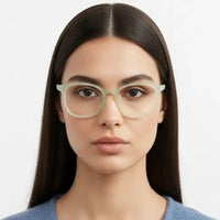 Clario | Transparent Light Green Medium Full Rim RECTANGLE Computer Glasses for Men & Women [Blue Block]