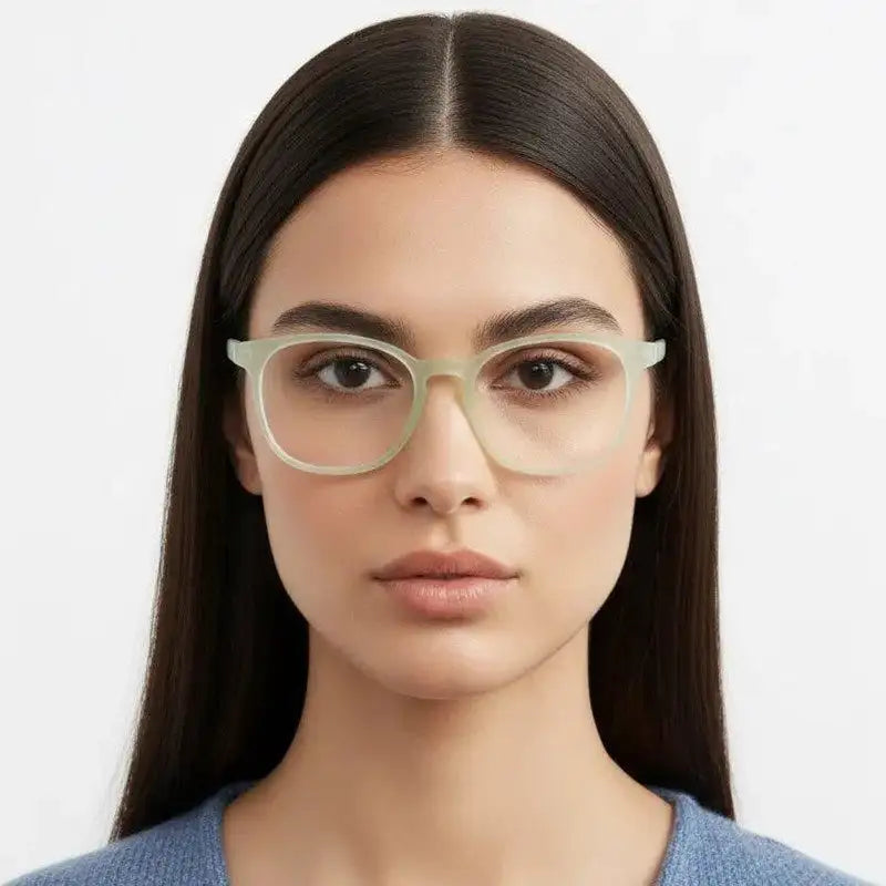 Clario | Transparent Light Green Medium Full Rim RECTANGLE Computer Glasses for Men & Women [Blue Block]