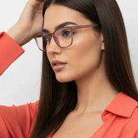 Clario | Transparent Mate Maroon Medium Full Rim RECTANGLE Computer Glasses for Men & Women [Blue Block]