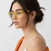 Clario | Transparent Orange Medium Full Rim RECTANGLE Computer Glasses for Men & Women [Blue Block]
