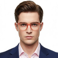 Clario Transparent Red Medium Full Rim RECTANGLE Computer Glasses for Men & Women — Hashtag Eyewears