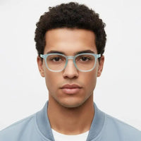 Clario | Transparent Skyblue Medium Full Rim RECTANGLE Computer Glasses for Men & Women [Blue Block]