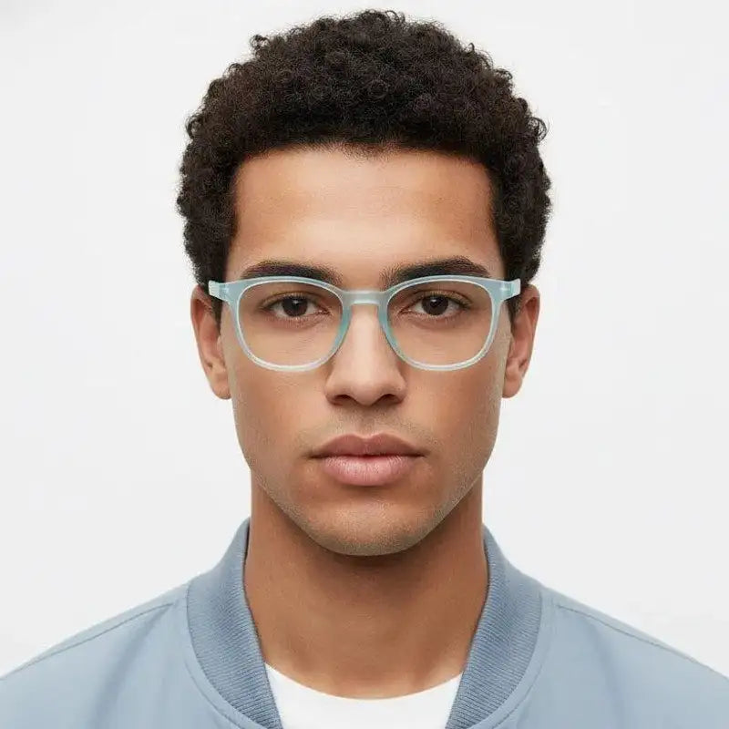 Clario | Transparent Skyblue Medium Full Rim RECTANGLE Computer Glasses for Men & Women [Blue Block]
