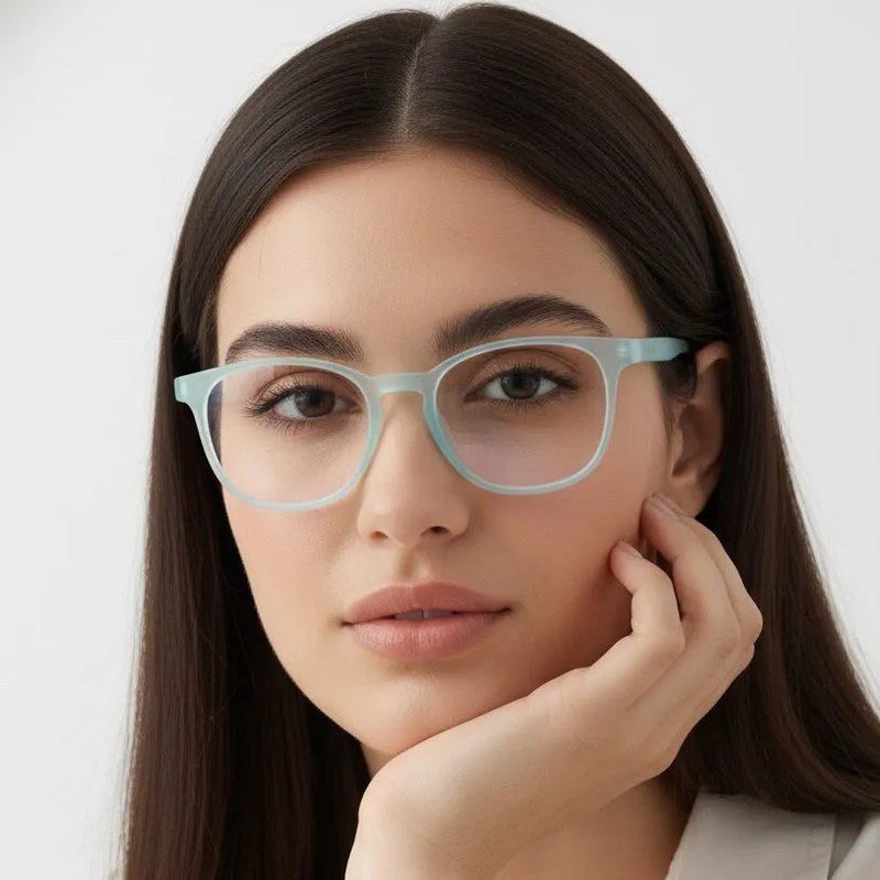 Clario Transparent Skyblue Medium Full Rim RECTANGLE Computer Glasses for Men & Women — Hashtag Eyewears