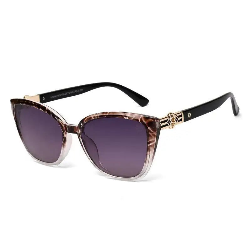 Cleanse | Gradient Brown Texture Medium Full Rim Cateye Sunglasses for Women [UV-protected]