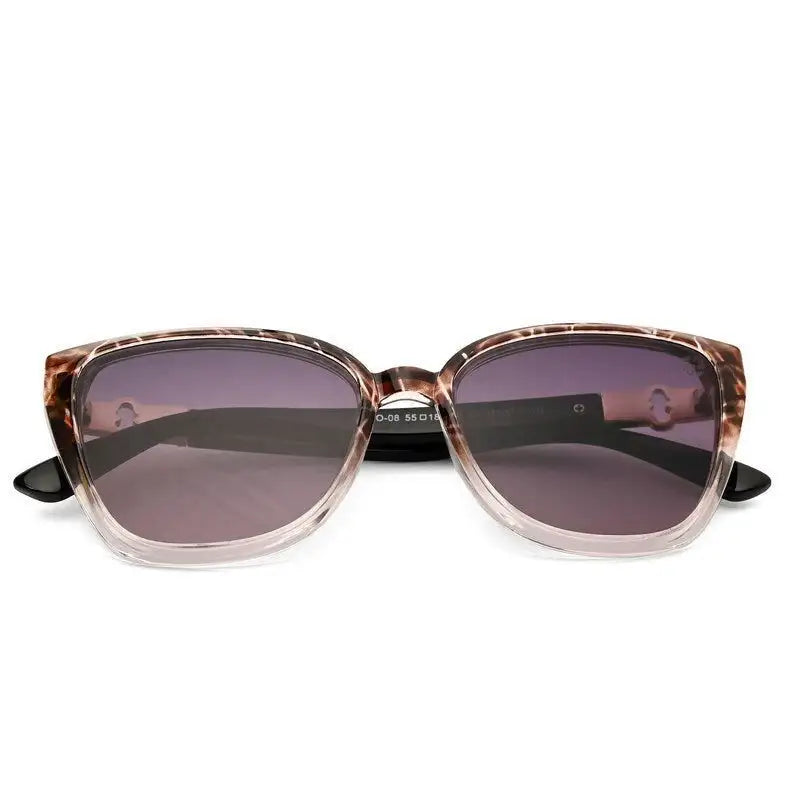 Cleanse | Gradient Brown Texture Medium Full Rim Cateye Sunglasses for Women [UV-protected]