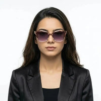 Cleanse | Gradient Brown Texture Medium Full Rim Cateye Sunglasses for Women [UV-protected]