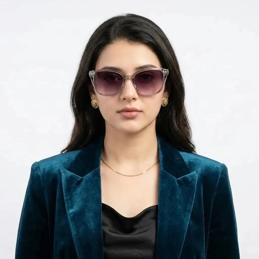 Cleanse | Transparent Medium Full Rim Cateye Sunglasses for Women [UV-protected]