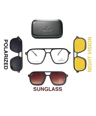 Phoenix | Black Medium Full Rim Square Clip-on for Men & Women [Clip-on]