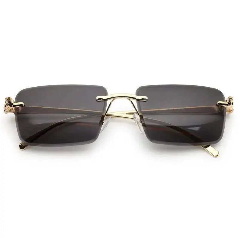 Clyra | Black Medium Rim Less Square Sunglasses for Men [UV-protected]