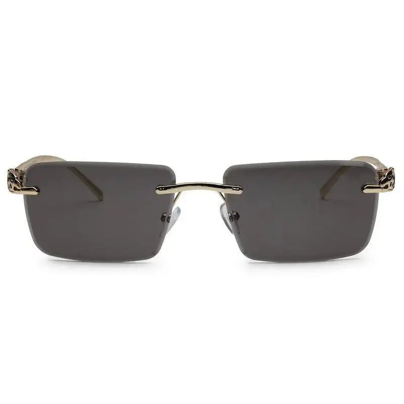 Clyra | Black Medium Rim Less Square Sunglasses for Men [UV-protected]